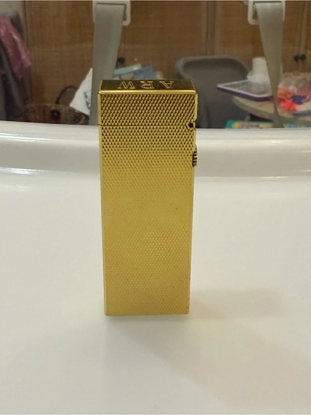 Vintage Dunhill Rollagas Gold Plated Lighter - Barley Pattern - Swiss Made